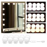 Cliplanyard Vanity Mirror Lights Kits, 10 Bulbs Hollywood Style Lighted Kit with USB Power Cord, 3 Color 10 Level Adjustable Brightness 3000-8000K Make up Light for Dressing Table Room Bedroom