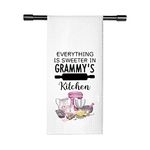 Grammy Gift Grammy Everything is Sweeter in Grammy’s Kitchen Grandma Kitchen Towel Dish Towel (Sweeter Grammy CA)