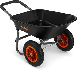 VonHaus 78L Wheelbarrow – Heavy Duty Garden Cart, 2-Wheel, Steel Frame