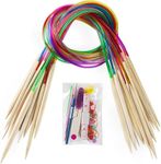 30 Pic Kit of 12 Pairs Bamboo Knitting Needles Set, Vancens Circular Wooden Knitting Needles with Colorful Plastic Tube, Small Tools for Weave are Included, 12 Sizes: 3mm - 10mm, 31.5" Length