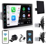 Alondy Single Din Car Stereo with Touchscreen (10.4" Rotatable) Compatible with [Wireless] Apple CarPlay/Android Auto Bluetooth AM/FM/RDS Radio USB AUX SD Backup Camera Mic