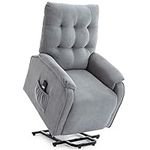 More4Homes CHARLBURY FABRIC RISE RECLINER ARMCHAIR ELECTRIC LIFT RISER CHAIR (Grey)