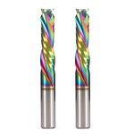 Trvoxviq Spiral Router Bits 2 Flutes CNC End Mill, 1/4'' (6.35mm) Shank Up Down Cut Compression Bit with DLC Coating, Tungsten Steel CNC Bit Milling Cutter Tools for Woodworking Engraving(6.35X25mm)