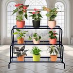 D&V Engineering Metal Indoor Outdoor Planter Stand, Flower Pot Rack for Home Garden Balcony Black, 3 Tier Shelf, No Assembly Required.