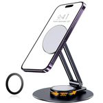 Lucrave Magnetic Phone Stand for Desk, Aluminium Adjustable Standby Holder with 360°Rotation Portable Travel Stand Compatible with iPhone 16 15 14 13 Pro Max, Plus,Galaxy S24 Ultra S23,Pixel 8(Black)