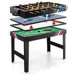 COSTWAY 4-In-1 Multi Game Table, 125cm Combination Multi-Game Table with Hockey, Table Tennis, Football, Billiard, Indoor Game Table Set for Home, Party, Gathering