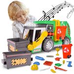 Sunny Days Entertainment Maxx Action 19’’ 3-N-1 Maxx Recycler – Large Garbage Truck Toy with Lights, Sounds and Motorized Drive | Realistic Trash Truck with Dual Joystick Controllers