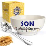 YEUYUQIU Son Gifts from Mom Dad - Birthday Gifts for Son Gift Ideas, Son Cereal Bowl Set Present - Ideal Father's Day Christmas Gifts for Son, Graduation Gifts for Son - Cerealsly Love You Son