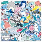 Shark Stickers for Water Bottles 50-Pack, Cute, Waterproof Stickers for Teens, Girls, Perfect for Laptop, Phone, Skateboard, Travel| Extra Durable Vinyl (Shark - 50PCS)