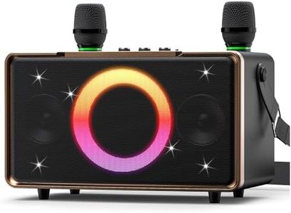 GFEEN Party Bluetooth Speaker: 100W Peak Loud! Deep Bass, 15H Playtime, Large Wireless Speakers, Powerful Sound, Light Show, Fast Charging for Outdoor, Backyard, House(Gold with 2Mic)