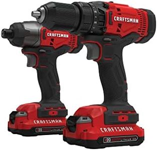 CRAFTSMAN V20 MAX Cordless Drill and Impact Driver, Power Tool Combo Kit with 2 Batteries and Charger (CMCK200C2AM)