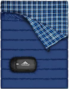 Cotton Flannel Double Sleeping Bag for Camping, Backpacking, Or Hiking. Queen Size 2 Person Waterproof Sleeping Bag for Adults Or Teens. Truck, Tent, Or Sleeping Pad, Lightweight（Pillows NOT Include