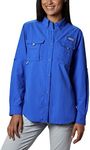 Columbia Women's Plus Size PFG Bahama II UPF 30 Long Sleeve Fishing Shirt, Blue Macaw, 1X