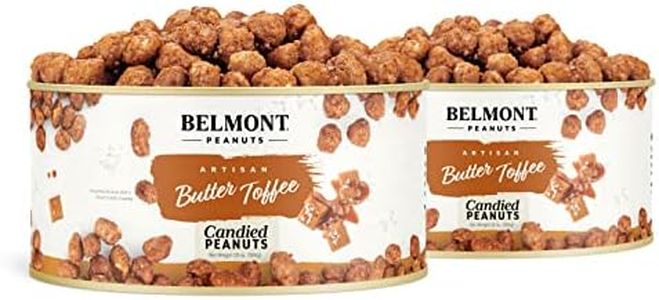 Belmont Peanuts Gourmet Butter Toffee Candied Peanuts, 20 oz (2 Pack) – Only 4 Ingredients, No Preservatives, 3g Protein – A Premium, Sweet, Buttery, Salty, Crunchy, Hand Seasoned Snack