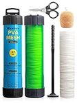 Realure 5M Pva Mesh Kit with Scissors,18mm 25mm 37mm 44mm Wide Pva Mesh Carp Fishing Accessories with Funnel & Plunger System,Fast Melt Pva Mesh Bag Fishing Refill for Boilie,Bait,Feeding (37mm)