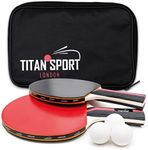 TITAN SPORT Table Tennis Bats, 2 Player Premium Ping Pong Paddle Set, Comes with 3 Balls and Compact Mobile Racket Case – Perfect for Adults and Kids Indoor/Outdoor Activity