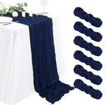 6 Packs Navy Blue Cheesecloth Table Runner,Cheesecloth Table Runners Gauze Boho Rustic Table Runners for Wedding Bridal Shower Birthday Party Table Decor.(90x180 cm)