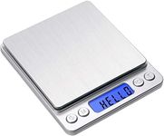 Digital Gram Scale Toprime 500g 0.01g Food Scale High Precision Kitchen Scale Multifunctional Stainless Steel Pocket Scale with Back-Lit LCD Display Tare PCS Features, Silver