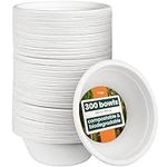 HAAGO Eco-Friendly Sugarcane Bowls - 300 Pack 350ml White Disposable Side & Salad Bowl, Perfect Alternative to Paper & Plastic Bowls
