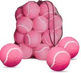 FINGER TEN Kids Tennis Balls for Dogs Youth Beginners Practice Durable Orange Low Compression Stage Pressureless Bulk Training Tool Playing with Pet (24 Pack-Pink)