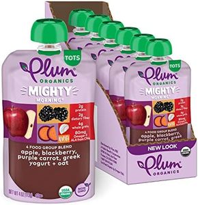 Plum Organics Mighty Food Group Blend, Organic Baby Food Meals [12+ Months], Quinoa, Blackberry, Purple Carrot, Greek Yogurt & Oat, Kosher, USDA Certified Organic, Non-GMO, 4 Ounce Pouch (Pack Of 6)