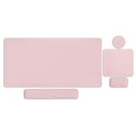 MOSISO Large Gaming Mouse Pad&Massage Keyboard Wrist Rest&Mousepad&Wrist Rest&Coaster,Ergonomic Non-Slip Base Pad Set&Pain Relief Easy Typing Cushion with Memory Foam for Home Office, Pink