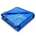 Blue Tarpaulin Sheet 1.2m x 1.8m (Cut-Size) Lightweight PE Plastic Tarp 80gsm Water-Resistant Ground Sheet Multipurpose Small Tarpaulin Covers used for Garden Furniture Shed Camping (4ft x 6ft)