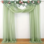 Fofetbfo 2 Panels Wedding Arch Draping Fabric Green Wedding Arch Drapes Chiffon Fabric Drapery Sheer Backdrop Curtains for Wedding Party Ceiling Backdrop Decor