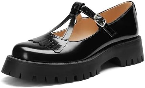 Amazing Cosy Women's Chunky Mary Jane Shoes, Platform Pumps Low Heel Oxford Ankle T-Strap Buckle Lug Sole, Cute Dressy Casual Work (Black, Women, 10, Numeric, US Size, Medium)