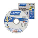 Norton Cut Off Wheels 5-Pack, 4 1/2 Inch Metal & Stainless Steel Cutting Discs, Premium Abrasive Discs for Angle Grinder