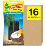 LITTLE TREES Car Air Freshener. Vent Wrap Provides Long-Lasting Scent, Slip on Vent Blade. Caribbean Colada, 16 Air Fresheners