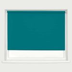 Teal Blackout Roller Blinds Thermal Blackout Material Metal Brackets & FIttings 25mm Roller Tube Easy Fit Child Safe Bedroom Office120cm Width x 160cm Length