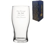 Personalised Engraved Any Message Pint Beer Glass, 20oz/590ml Tulip, Thoughtful Customised Gift, Laser Engraved in The UK, Dishwasher Safe Clear Glass, Dishwasher Safe