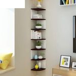 SAW SAQIB ALI WOODEN HANDICRAFTS Zig zag Corner Rack Shelves for Living and Bedroom Decoration (MDF- Medium Density Fiber) Corner Decor (Many Color (Wenge/White, Large)