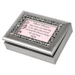 Cottage Garden Sweet Sixteen Brushed Silver Jeweled Inlay Jewelry Music Box Plays You Light Up My Life