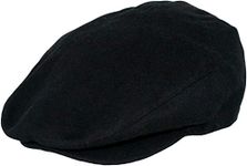 Men's Premium Wool Blend Classic Flat Ivy Newsboy Collection Hat (1581-Black,M )