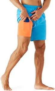 URBEST Men's Swim Trunks with Compression Liner Quick Dry Beach Shorts with Pockets for Beach and Swimming Blue M