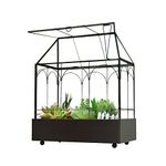 YIMORENCE V Large Tall Glass Plant Terrarium – House Succulent Terrarium Kit with Lip and Tray, 9.5”X5.7”X11.4”