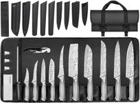 MOSFiATA Chef Knife Set, 17PCS Portable Sharp Kitchen Knife Sets, High Carbon Japanese Stainless Steel Professional Chef Knives Set with Knife Roll Bag Sharpener Gifts for Man Family Restaurant
