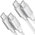 etguuds White USB C to USB C Cable [3ft, 2-Pack], 60W Fast Charging Type C to Type C Charger Cable for iPhone 15 Plus Pro Max MacBook Pro iPad Air, for Samsung Galaxy S24 S23 S22 S21 S20 A54