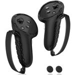 AMZDM Controller Grip for Oculus Meta Quest 3 VR Accessories Grips Cover for VR Touch Controllers Straps Silicone Covers Protector with Non-Slip Thumbstick Covers 1Pair Black