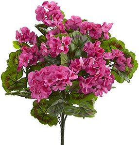 Nearly Natural Geranium Artificial Bush, UV Resistant, Set of 3 (Indoor/Outdoor)