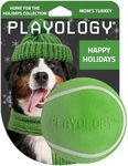 Playology Squeaky Chew Ball Holiday Themed Toy for Dogs - Engaging All Natural Mom's Turkey Scent Dog Toy, Green Dog Toy for Medium/Large Dogs - Squeak, Fetch, and Play!