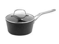 Starfrit The Rock by 2-Quart Saucepan with Glass Lid and Stainess Steel Handle, Black