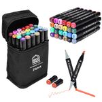 ABOUT SPACE Dual Tip Art Markers-24 Colours With Carrying Case For Painting Sketching Calligraphy Drawing-Odorless Non Toxic Twin Head Permanent Colouring Marker For Kids Adult Beginners|Multicolor