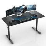 EUREKA ERGONOMIC Manual Height Adjustable Desk 152x66cm Large Computer Desk Office Desk Multi-functional Gaming Desk w Mouse pad Cable Management System