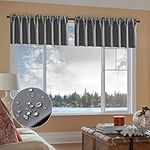 XTMYI Slate Grey Valances for Sliding Glass Door/Kitchen 2 Pack Set Rod Pocket Waterproof Gray Valance for Windows Living Room Bathroom,60 Width by 14 Inch Length,Charcoal