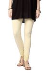 Ladyline Extra Long Churidar Leggings Plain Cotton Indian Yoga Workout Pants for Women (Plus -Cream)