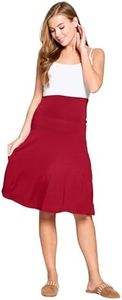 Popana Womens Casual Knee Length A-Line Stretch Midi Skirt Plus Size Made in USA Size XL Burgundy