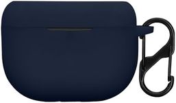 kwmobile Silicone Cover Compatible with Jabra Elite 8 Active - Case Cover Stick-On Skin with Clip - Dark Blue